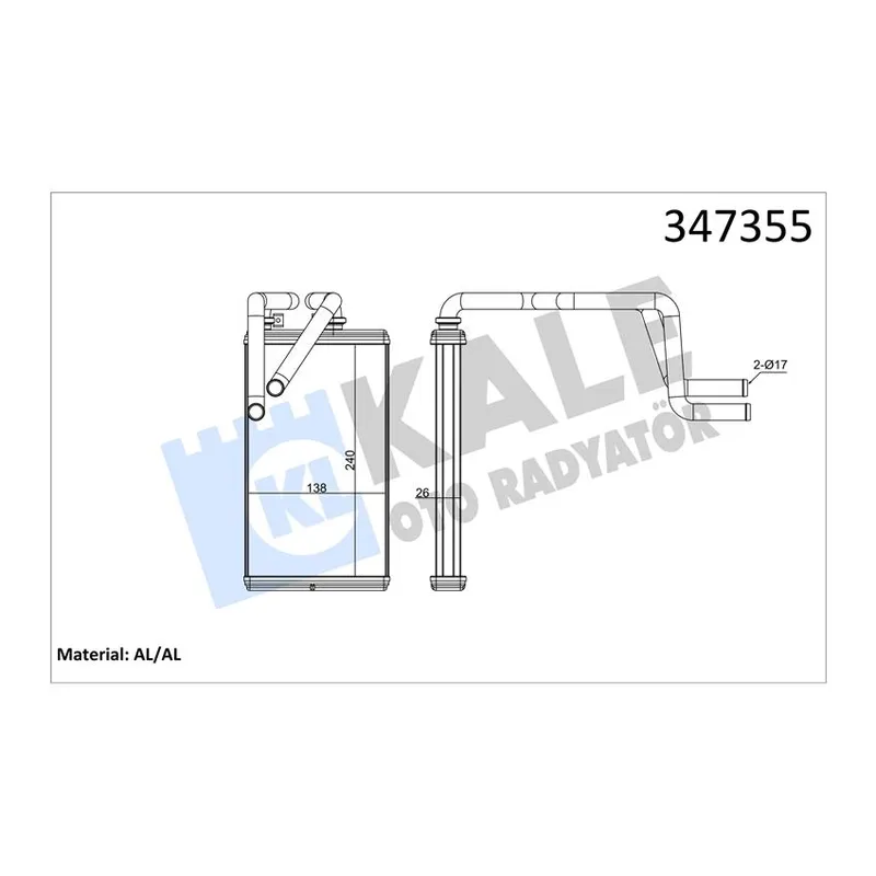 RADYATÖR KALORİFER LANCER 08= / ASX 10= / OUTLANDER 06-12 / CITROEN C4 12= / PEUGEOT 4007 4008