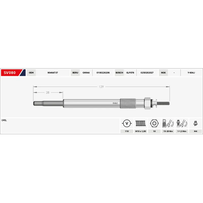KIZDIRMA BUJİSİ (ISITMA) VECTRA B 2.0 DI 11V