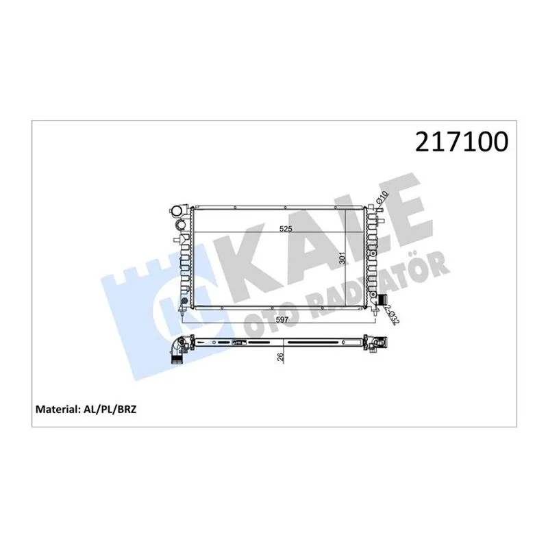 RADYATÖR SU PEUGEOT 106 1.6D 96= (MT) [BRAZING] [525X301X26] SU RADYATÖRÜ