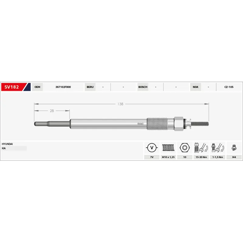 KIZDIRMA BUJİSİ (ISITMA) IX-35 2.0 CRDI / SORENTO II 2.2 CRDI / SPOTAGE 2.0 CRDI 7V