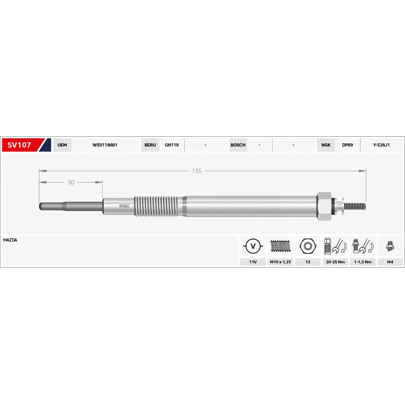 KIZDIRMA BUJİSİ (ISITMA) B-2500 06= / FORD RANGER 3.0 TDCI 11V.