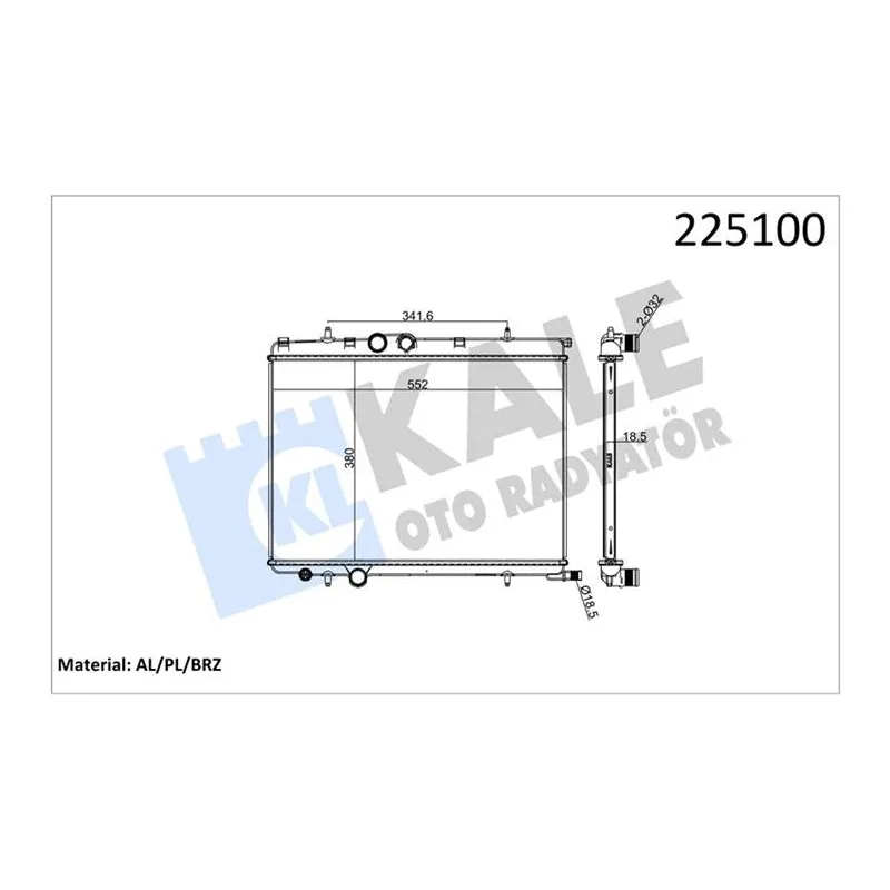 RADYATÖR SU CITROEN XSARA ; PICASSO 1.6I 8V 1.8I 16V 02= (MT) [BRAZING] [380X552X18.5] SU RADYATÖRÜ