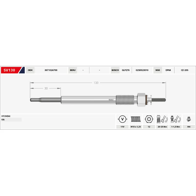 KIZDIRMA BUJİSİ (ISITMA) ACCENT 11-15 BLUE / I-20-08-14 / I-30 07-15 / ELANTRA 11-15 / IX-35 11-15