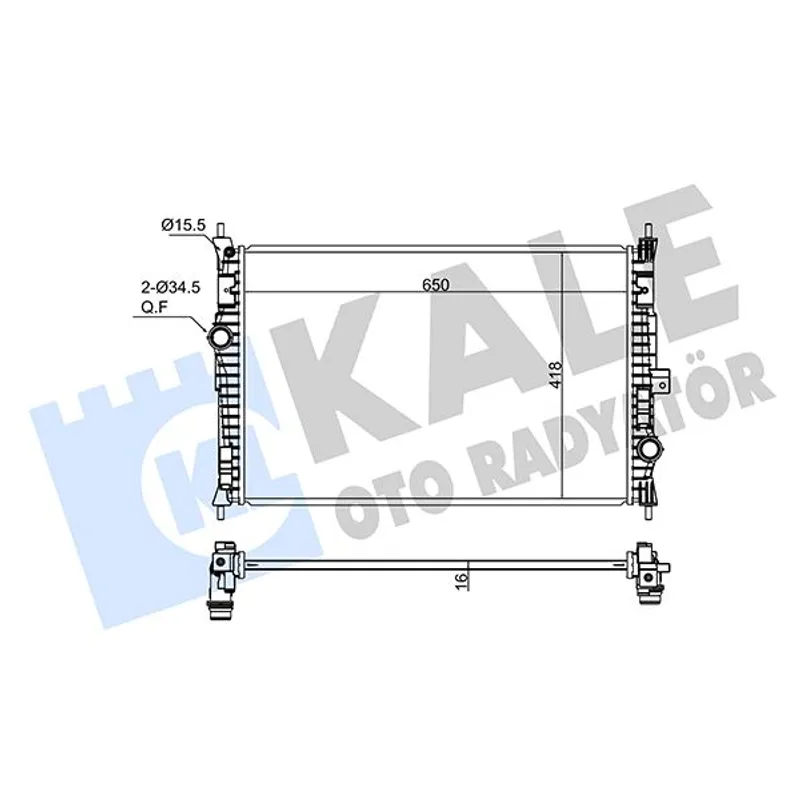 RADYATÖR SU 408 / 308 14= / 3008 / 508 / 5008 16= / EXPERT / PARTNER / BERLINGO / C4 PICASSO / JUMPY 12=  DS / DS 4 II / DS 7 /GRANDLAND X /  COMBO E / ZAFIRA 12=(BRAZING) (650X418X16)