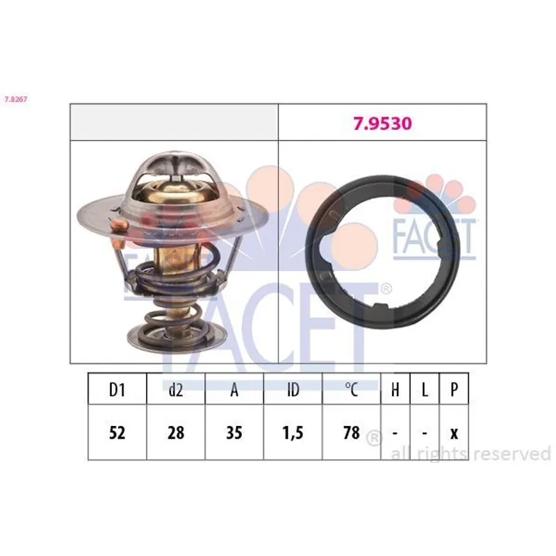 TERMOSTAT CIVIC / ACCORD / JAZZ / CRZ / HRV / 78°C  LASTIK CONTALI (YÜKSEK KALITELI)