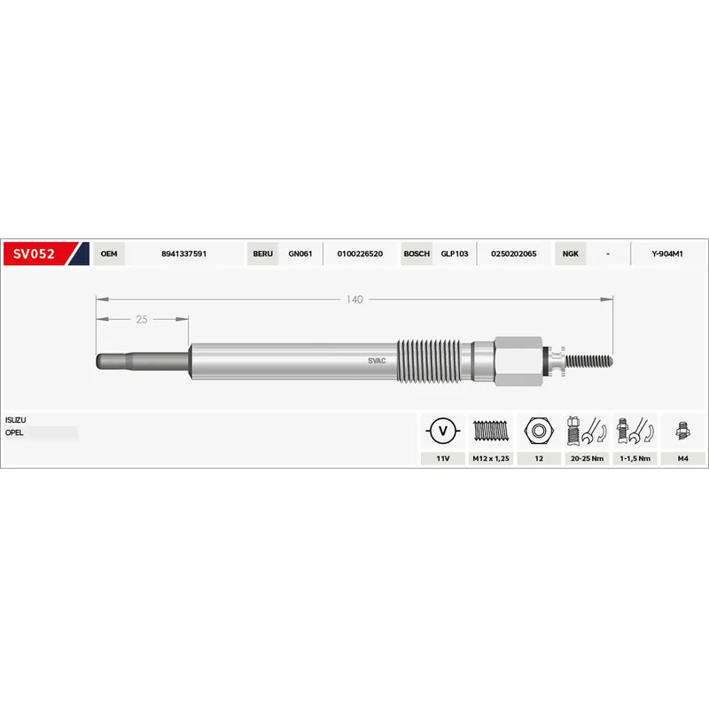 KIZDIRMA BUJİSİ (ISITMA) NKR-55 / D-MAX 04= / J.9 11V