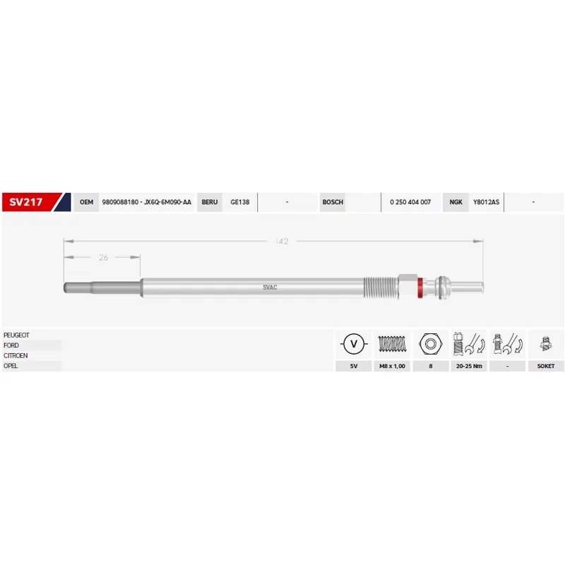 KIZDIRMA BUJİSİ (ISITMA) 208 / 301 / 308 / 2008 / 3008 / 5008 / PARTNER / BERLİNGO / C4 / CACTUS 19= 1.5HDI GEÇMELİ TİP