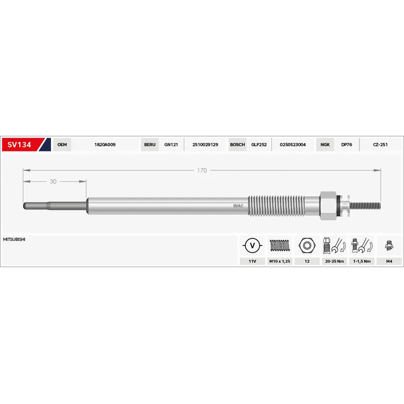 KIZDIRMA BUJİSİ (ISITMA) L-200 06-10 TRITON 11V.