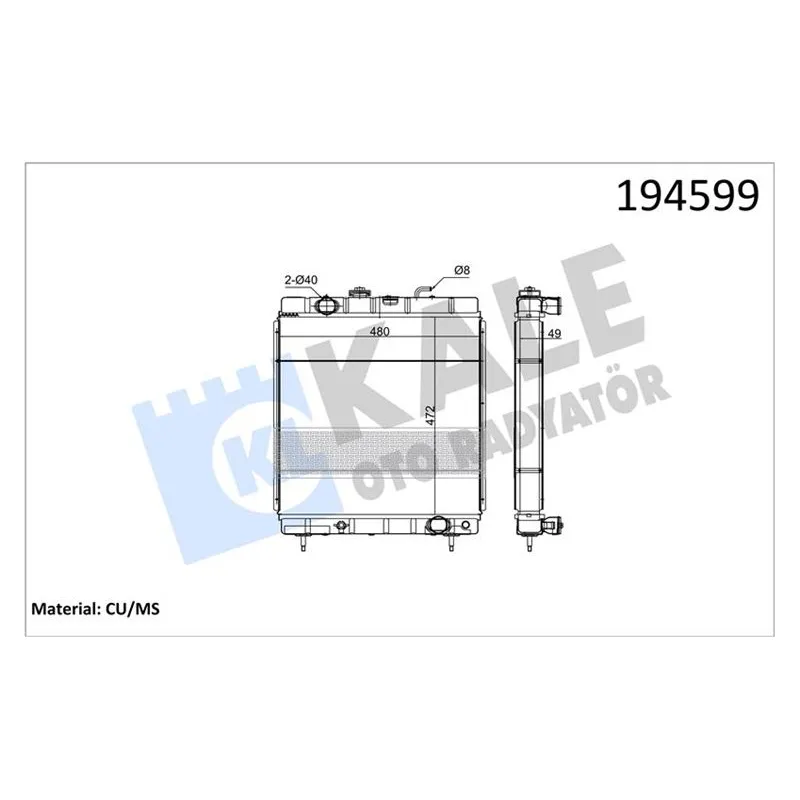 RADYATÖR SU PEUGEOT KARSAN J9 2.8D 04= (MT) (ISUZU MOTORLU) [4 SIRA SÜPER] [BAKIR] SU RADYATÖRÜ