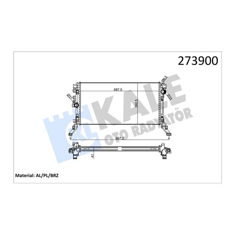 RADYATÖR SU RENAULT LAGUNA III 2.0DCI 07= [BRAZING] 690X368X40