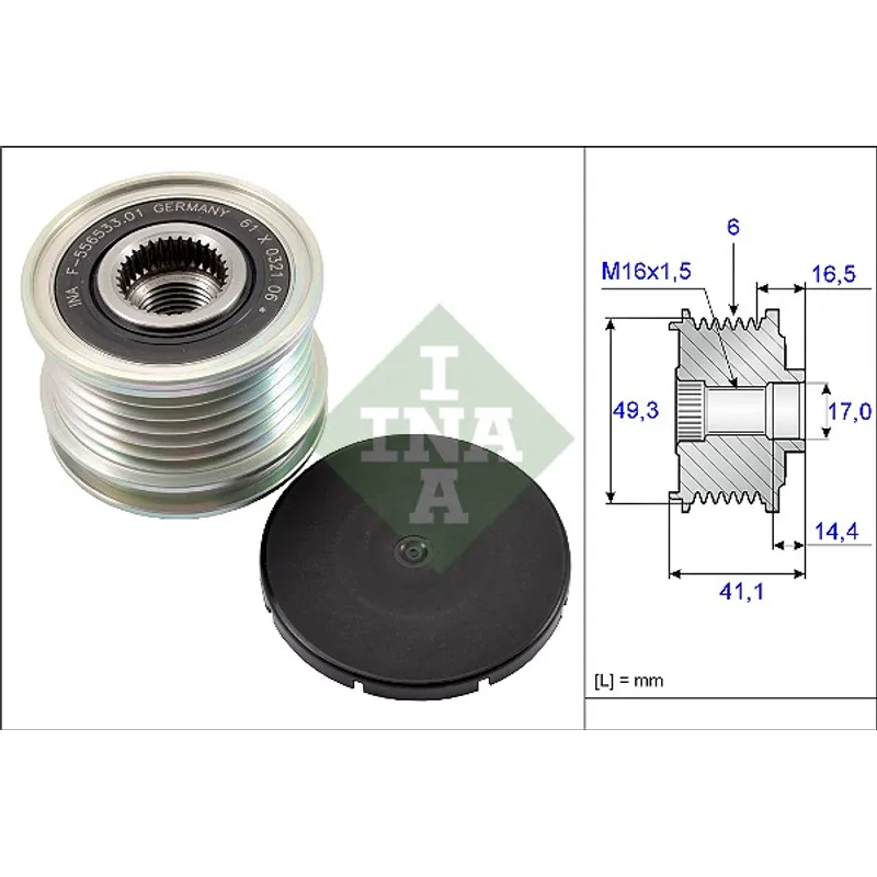 KASNAK ŞARJ DİNAMO 207 / 208 / 308 / MINI  02= 1.6 16V BNZ. 16,6 mm