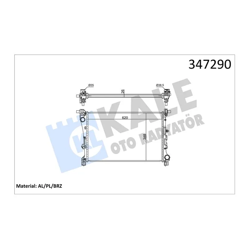 RADYATÖR SU EGEA 15= / 1.3 JTD 16V-1.6 JTD M-T 620X388X26 BRAZING