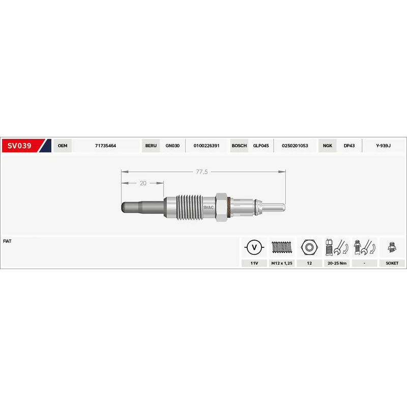 KIZDIRMA BUJİSİ (ISITMA) DOBLO 1.9D 11V.