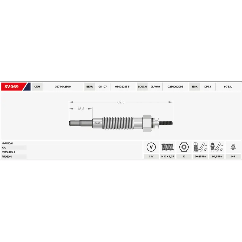 KIZDIRMA BUJİSİ (ISITMA) L-200  90-99 / L-300  90-98 11V. ŞOKLU