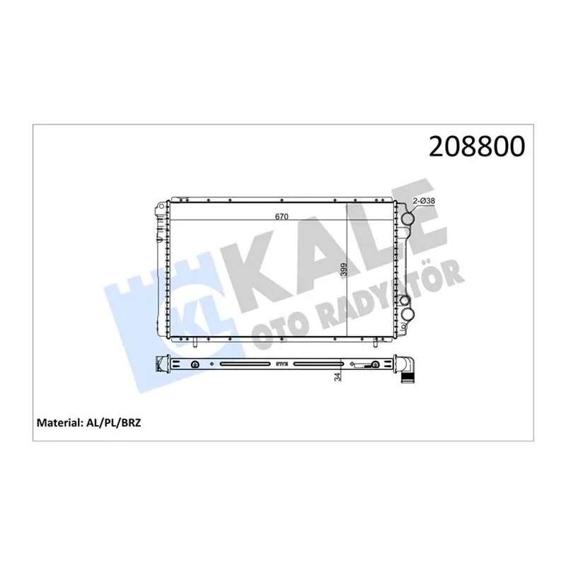 RADYATÖR SU RENAULT TRAFIC 2.4D 89= (MT) (NAC) ]BRAZING] [670X395X34] SU RADYATÖRÜ