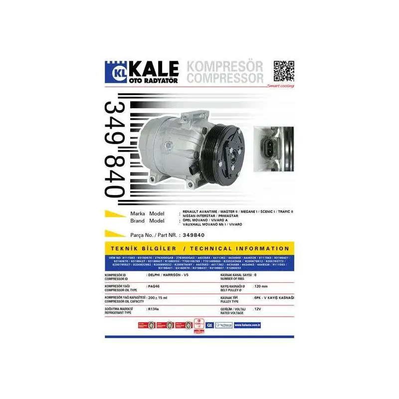 KLIMA KOMPRESORU — [6PK - V KAYIS KASNAGI] [120MM]