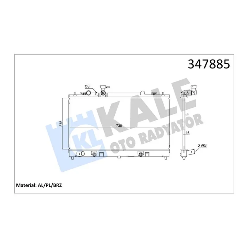 RADYATÖR SU MAZDA 6 07= 2.0 16V 16mm A-T BRAZING
