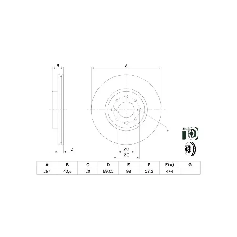 FREN DISKI  ALBEA 03-07 / DOBLO I 01-10 / LINEA / STILO / IDEA / BRAVA / BRAVO / NEMO  / BIPPER 1.3 HDI / FIORINO 1.3 JTD  / TEMPRA- TIPO 2.0 / ÖN HAVALI 257-4
