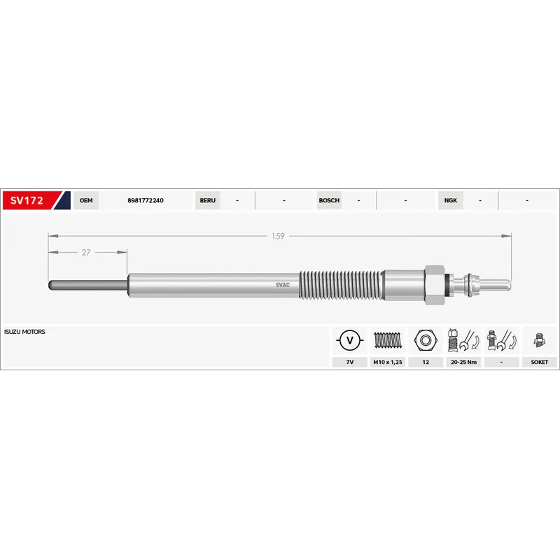 KIZDIRMA BUJİSİ (ISITMA) D-MAX 12= EURO-5 11V.