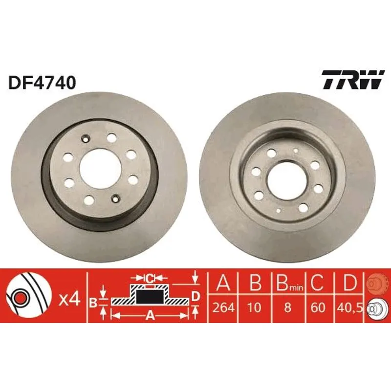 FREN DİSKİ GRANDE PUNTO 05-12 / LINEA 07= / CORSA E 14= / ARKA DÜZ 264-4 (SET)