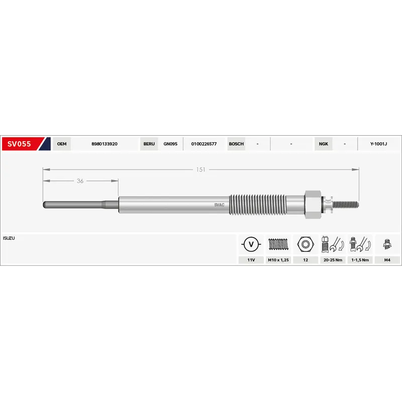 KIZDIRMA BUJİSİ (ISITMA) TFR / D-MAX 07= 3.0 L 11V.
