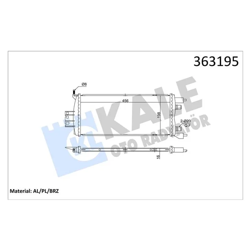 RADYATÖR SU RENAULT SCENIC IV ; GRAND SCENIC IV 1.5DCI 16= (MT) ARA SOĞUTUCU [BRAZING] [456X198X1
