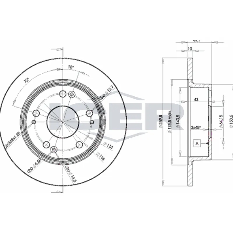 FREN DİSKİ ACCORD 03-08 / CIVIC 02-07 TYPE-R / ARKA DÜZ 260-5