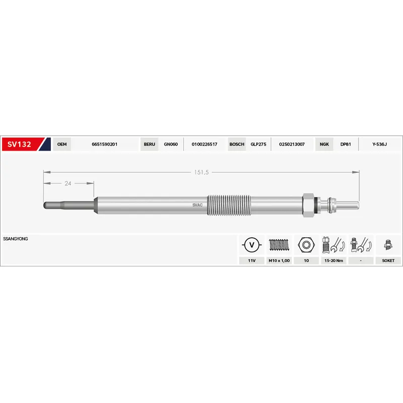 KIZDIRMA BUJİSİ (ISITMA) SSYG ACTYON / KYRON / REXTON ( GX4152 )