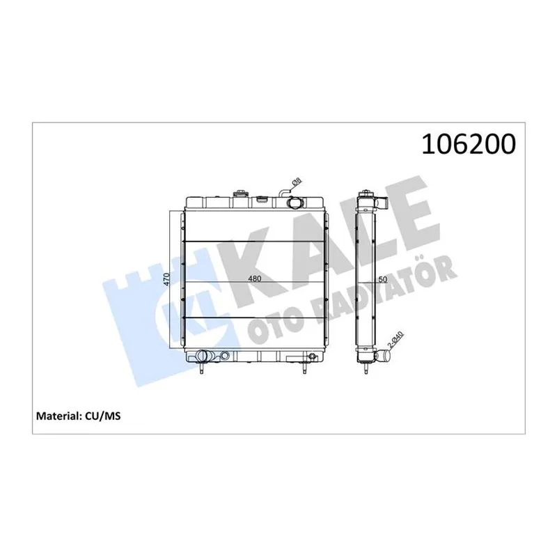 RADYATÖR SU PEUGEOT KARSAN J9 ; J7 TROPİK 1.9D 2.1D 2.3D 2.5D 70= (MT) [2 SIRA REKORD] [BAKIR] [470