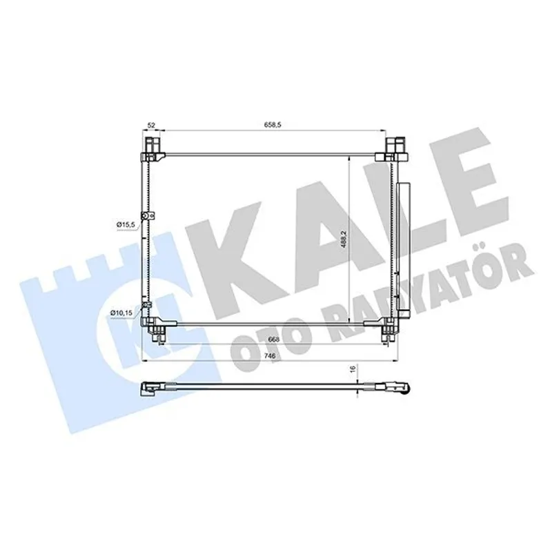 RADYATÖR KLİMA TOYOTA HIGHLANDER ; KLUGER 15= KURUTUCU İLE [BRAZING AL/AL] [668X488.2X16] KLİMA RAD