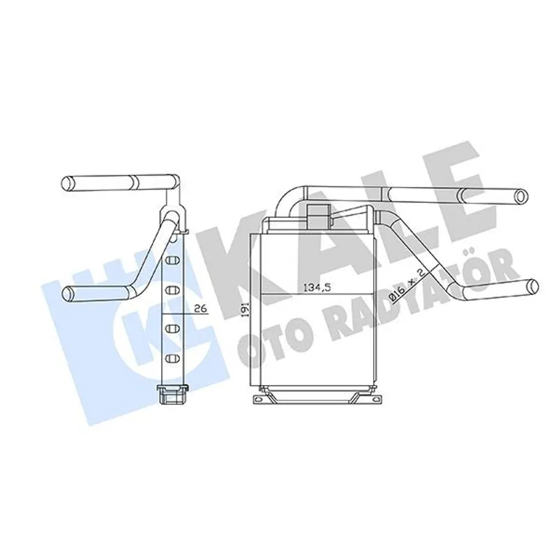 RADYATÖR KALORİFER DAEWOO NEXIA 08= BORULU [BRAZING AL/AL] [191X134.5X26] KALORİFER RADYATÖRÜ BORUL