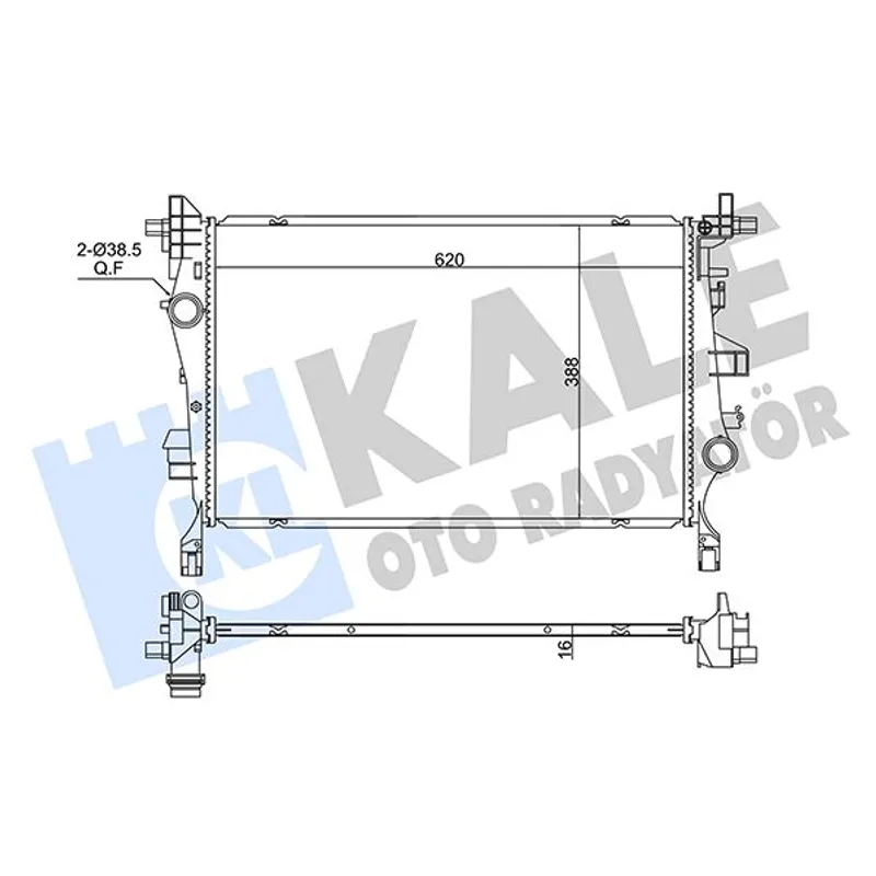 RADYATÖR SU FIAT 500X - JEEP RENEGADE 1.4 1.3/1.6MTJ 14= (MT) [BRAZING] [620X388X16] SU RADYATÖRÜ