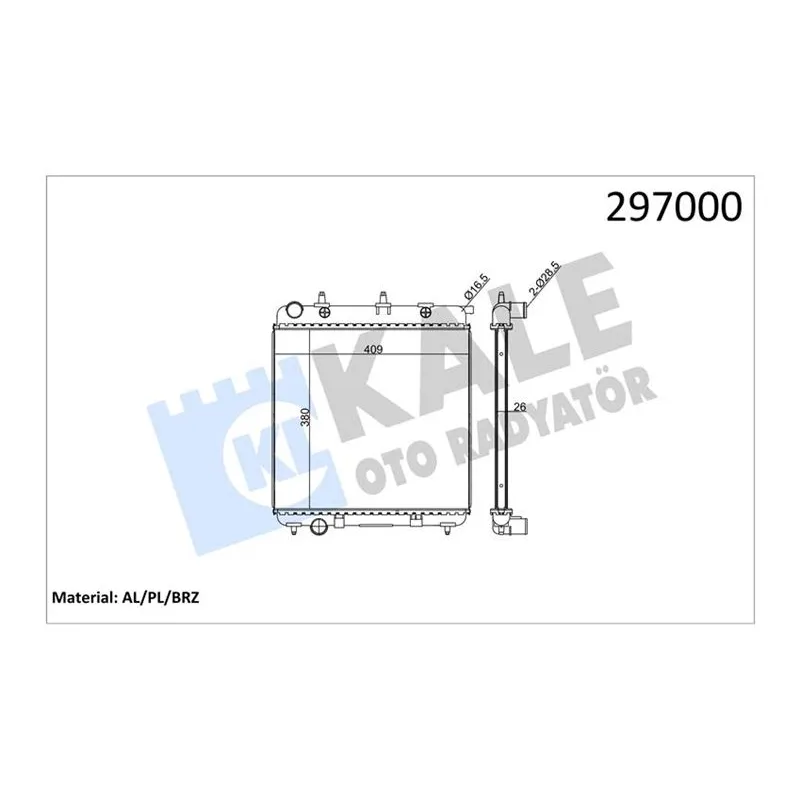 RADYATÖR SU [MEKANİK VERSİYONU KL363125] PEUGEOT 206 ; 207 - CITROEN C2 ; C3 1.4HDI 70 ECO 02= (AT/