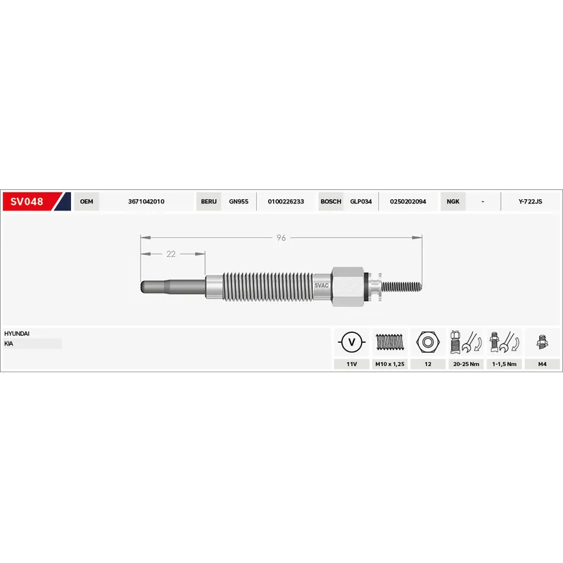KIZDIRMA BUJİSİ (ISITMA) H-100 97-06 / STAREX 97-08 / BONGO 2.5 TCI 11V