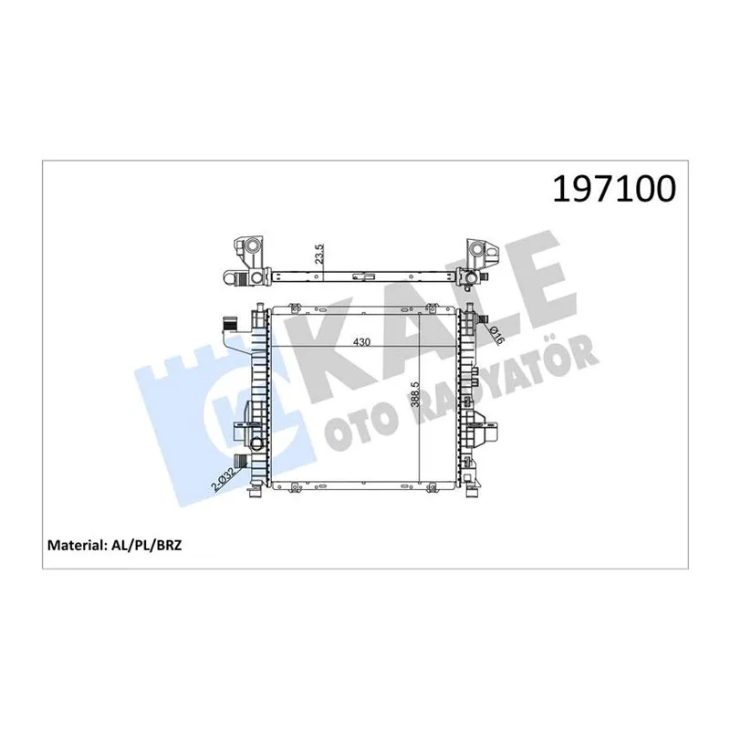 RADYATÖR SU RENAULT TWINGO 1.1I 8V RN,RT 97= (AT/MT) (AC) [BRAZING] [430X395X23.5] SU RADYATÖRÜ
