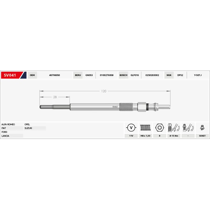 KIZDIRMA BUJİSİ (ISITMA) LINEA / DOBLO III / 500 / FIORINO - NEMO - BIPPER / CORSA D / ASTRA J / MERIVA B / PUNTO EVO / SWIFT 1.3JTD-1.3HDI EURO4