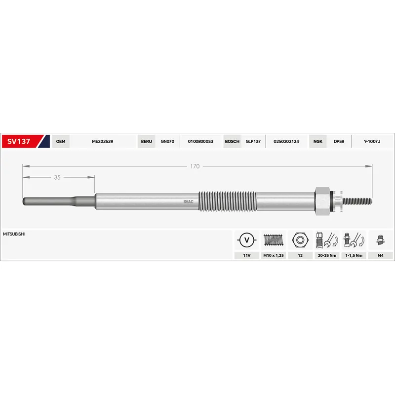KIZDIRMA BUJİSİ (ISITMA) CANTER 05= 4M42 / PAJERO 3.2 DI-D 00-06 / 11V
