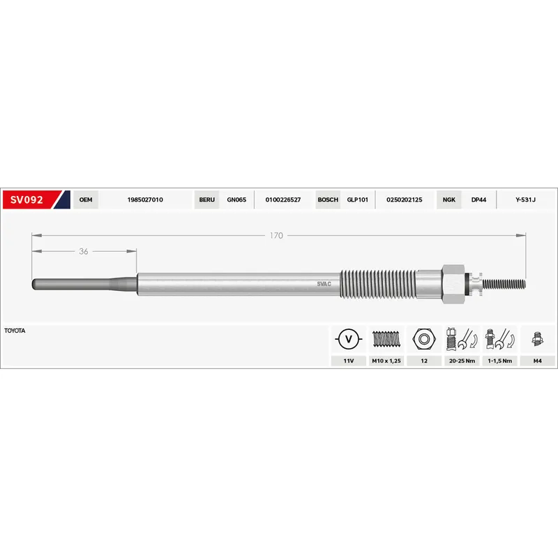 KIZDIRMA BUJİSİ (ISITMA) HILUX 06-11 / AVENSIS / RAV-4 2.0D 11V