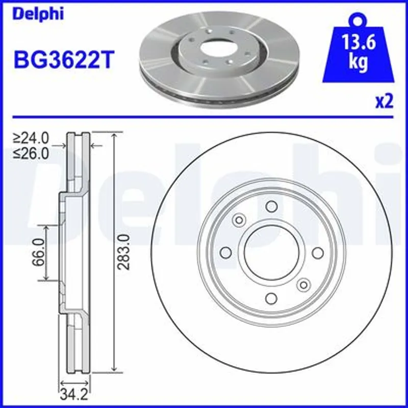 FREN DISKI PARTNER 08= / BERLINGO 08= / C4 04-09 / 207 06-12 / 307 00-07 CORSA F / CROSLAND X / MOKKA E- ON HAVALI 283-4 (SET)