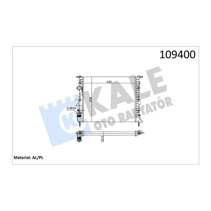 RADYATÖR SU CLIO II 98-05 / KANGOO 98-08 / MEGANE I 96-03 1.4-1.6-1.4-1.6 16V MEKANİK 430X378X23.5mm