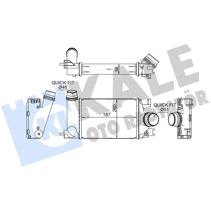 TURBO RADYATORU TALIANT 20= / CLIO V 19= /  SANDERO III 21 1.0TCe (BRAZING)(260X187X50)