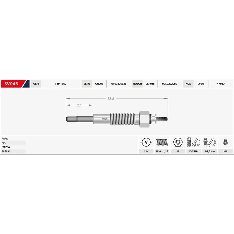 KIZDIRMA BUJİSİ (ISITMA) BONGO / PREGIO / CERES 2.2 11V.