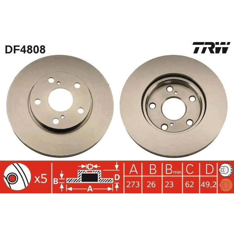 FREN DİSKİ COROLLA 06-13 DİZEL D4D / AURIS 07-13 / RAV4 00-05 BENZİNLİ ÖN HAVALI 273-5