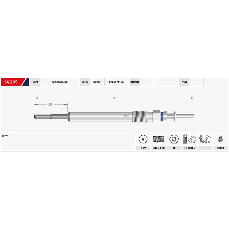 KIZDIRMA BUJİSİ (ISITMA) BMW 3-4-5-6-7-X SERİSİ 5.4V