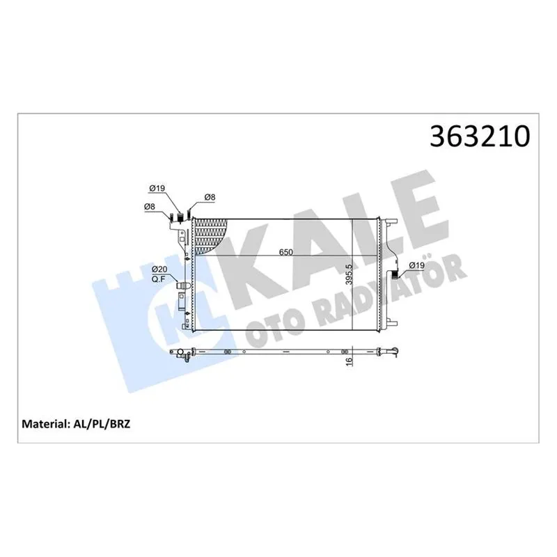 RADYATÖR SU DACIA DUSTER ; LODGY 1.5DCI 12= (MT) ARA SOGUTUCU [BRAZING] [16MM] SU RADYATÖRÜ