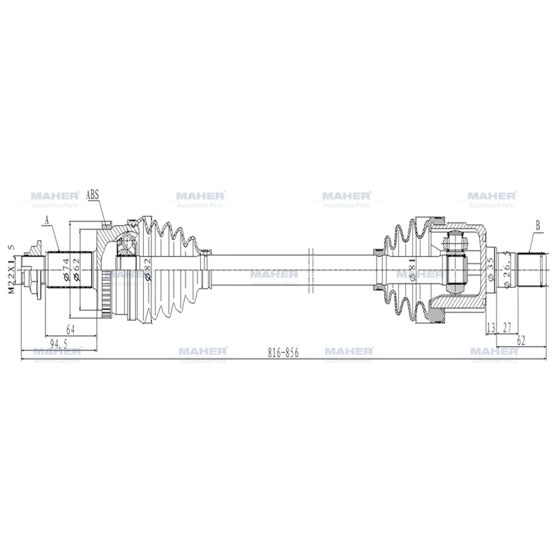 AKS KOMPLE ARKA IX-35 10-15 / SPORTAGE 11-16 / DİZEL A/T SAĞ ABSLİ 48 DİŞ 816mm