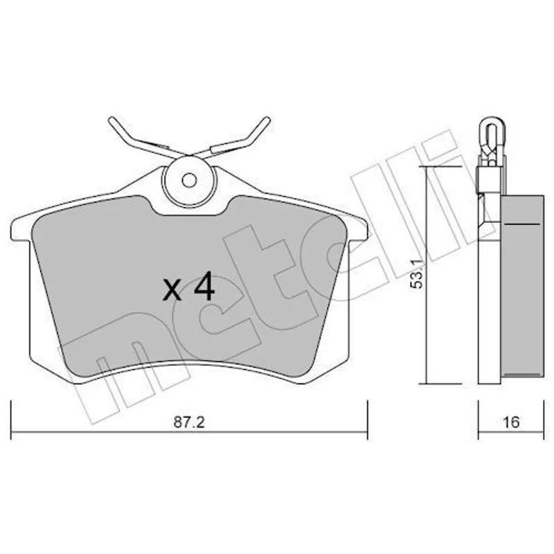 FREN BALATA MEGANE II 03= / 307 00= / C3-C4 09= / GOLF4 99-06 / BORA 99-05 (KALINLIK 16.2mm) ARKA